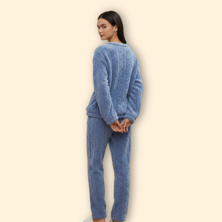 Women’s Fleece Pajama Set with Long Sleeves
