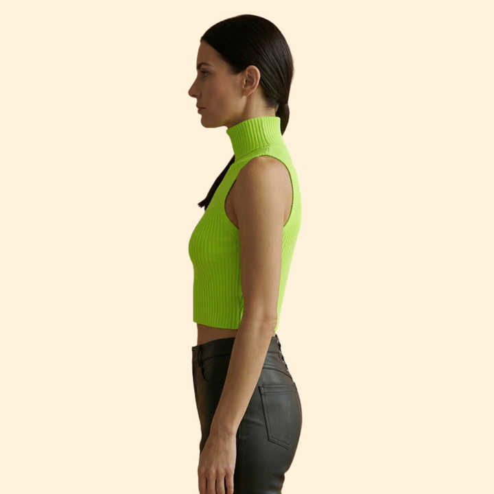 Women’s High Neck Crop Top with Deep V-neck