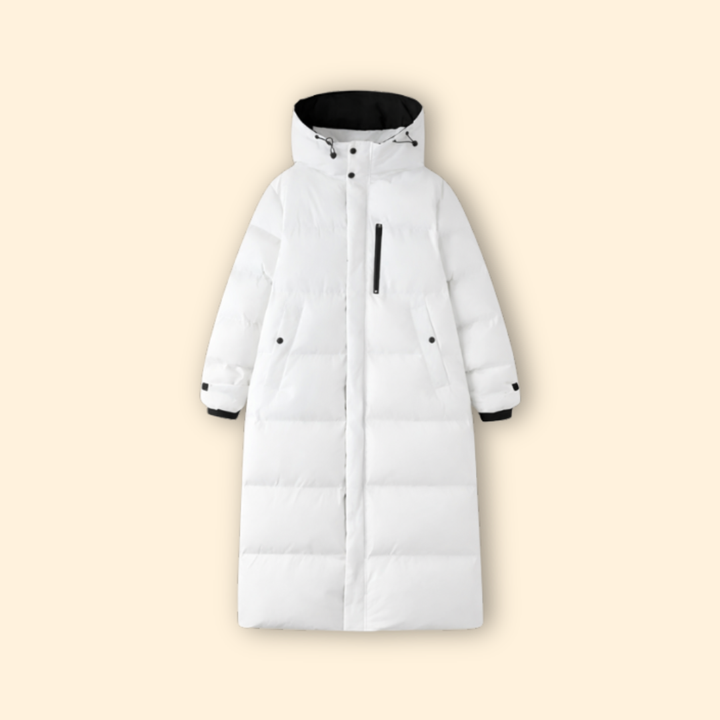 Women’s Long Puffer Jacket with Front Pockets