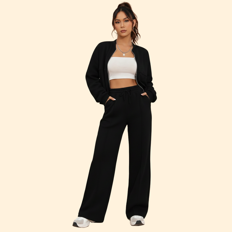 Women’s Zip-Up Bomber Jacket and Jogger Set