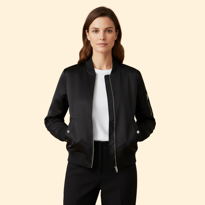 Women's Zip-Up Bomber Jacket with Sporty Cut