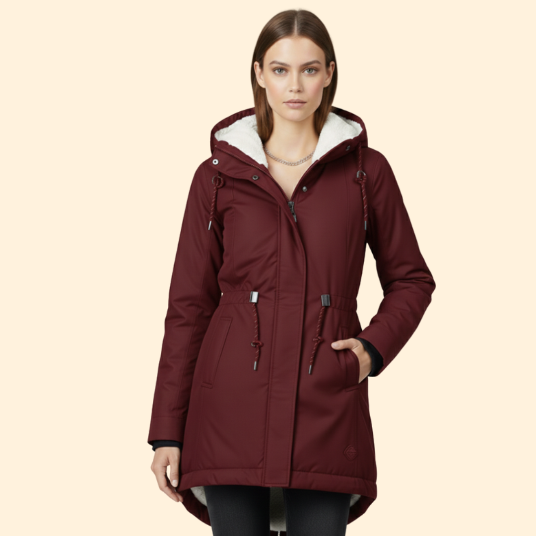 Women’s Zip Coat with Sherpa Lined Hood