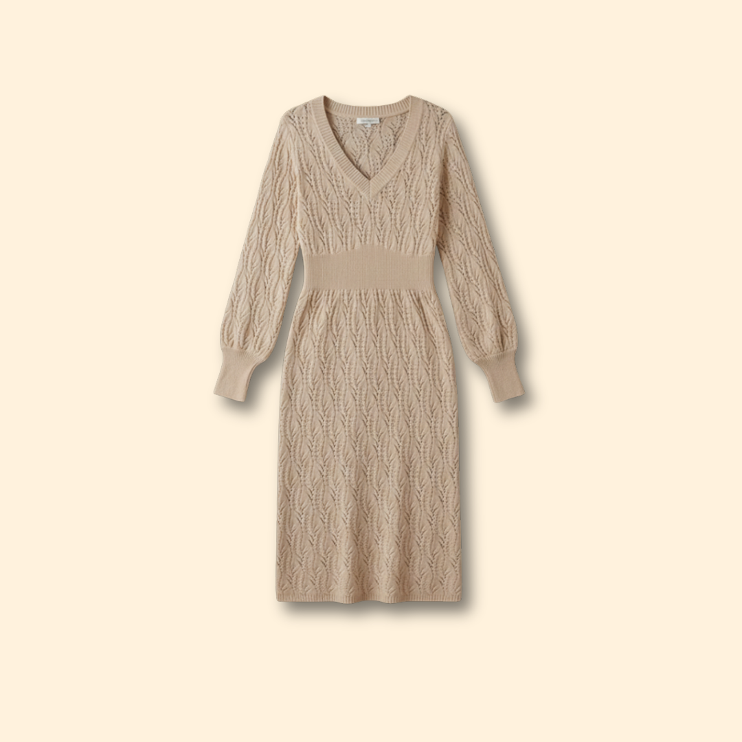 Women’s Knit Dress with V-neck