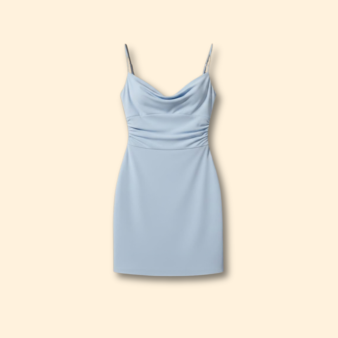 Women's Short Dress with Thin Shoulder Straps
