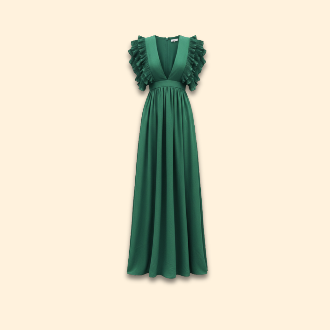 Women's V-Neck Dress with Ruffled Details